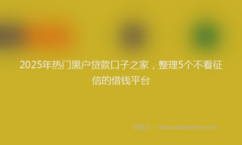 2025年热门黑户贷款口子之家，整理5个不看征信的借钱平台