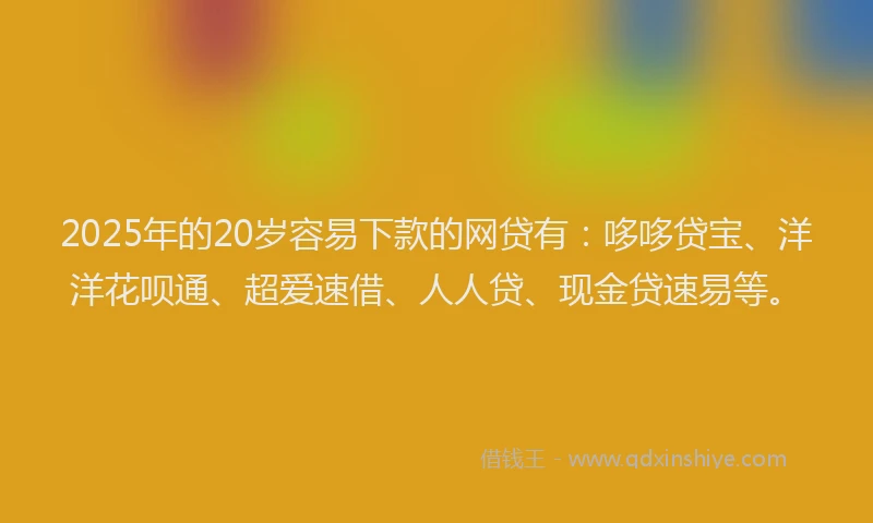 2025年的20岁容易下款的网贷有：哆哆贷宝、洋洋花呗通、超爱速借、人人贷、现金贷速易等。