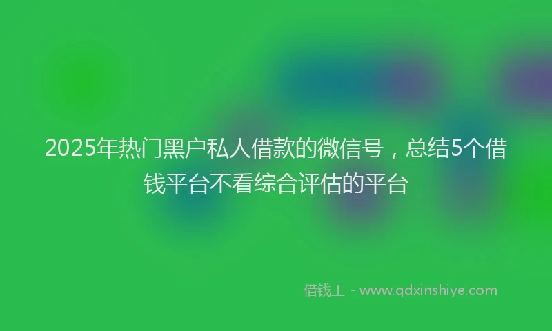 2025年热门黑户私人借款的微信号，总结5个借钱平台不看综合评估的平台