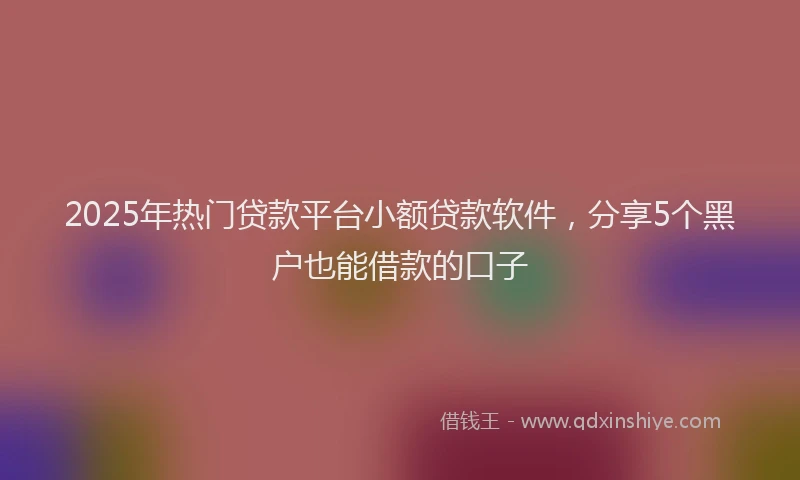 2025年热门贷款平台小额贷款软件，分享5个黑户也能借款的口子