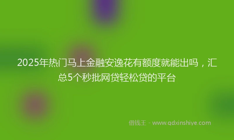 2025年热门马上金融安逸花有额度就能出吗，汇总5个秒批网贷轻松贷的平台