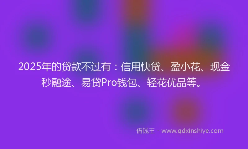 2025年的贷款不过有：信用快贷、盈小花、现金秒融途、易贷Pro钱包、轻花优品等。