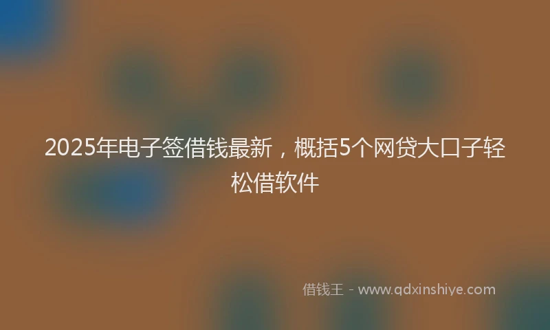 2025年电子签借钱最新，概括5个网贷大口子轻松借软件
