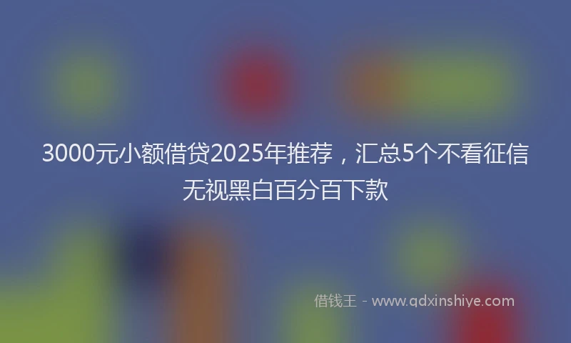 3000元小额借贷2025年推荐，汇总5个不看征信无视黑白百分百下款