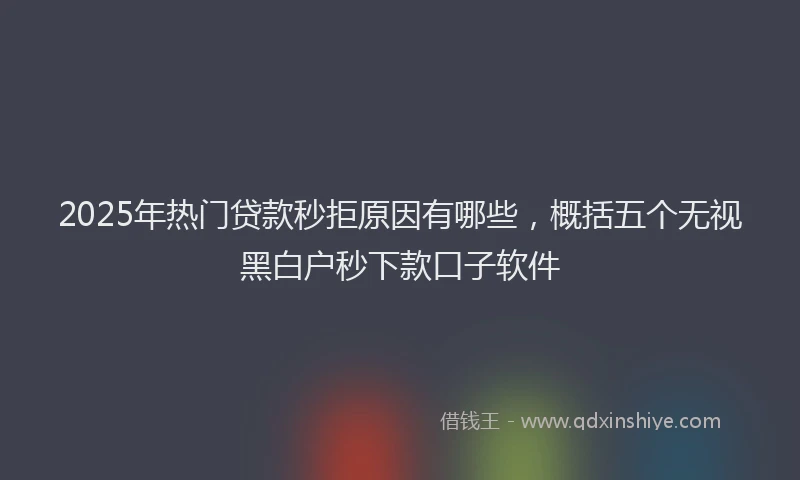 2025年热门贷款秒拒原因有哪些，概括五个无视黑白户秒下款口子软件