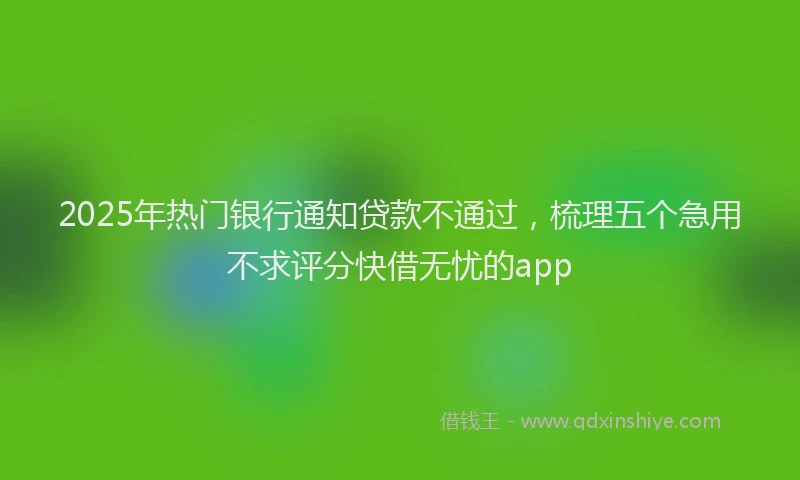 2025年热门银行通知贷款不通过，梳理五个急用不求评分快借无忧的app