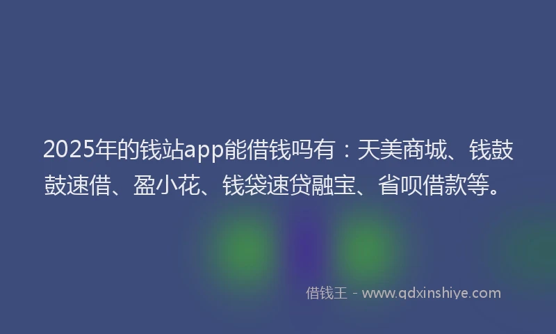 2025年的钱站app能借钱吗有：天美商城、钱鼓鼓速借、盈小花、钱袋速贷融宝、省呗借款等。