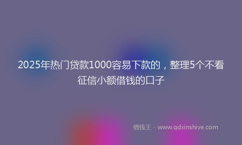 2025年热门贷款1000容易下款的，整理5个不看征信小额借钱的口子