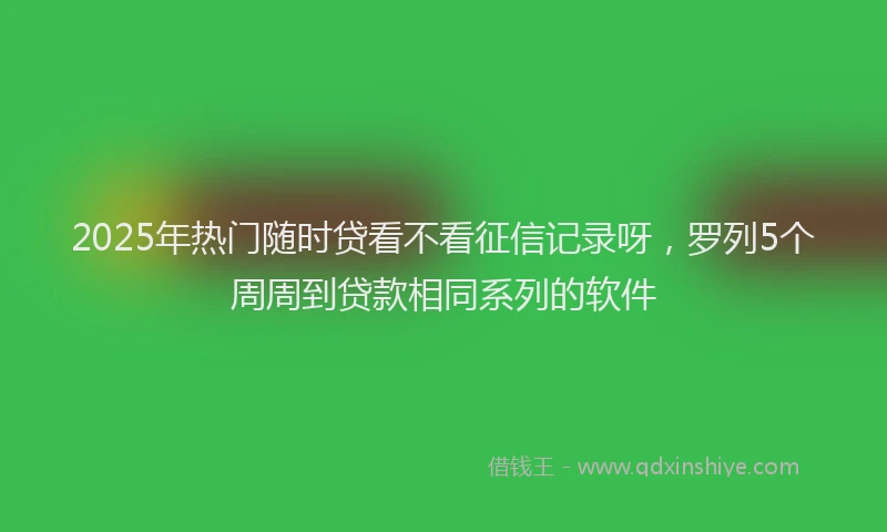 2025年热门随时贷看不看征信记录呀，罗列5个周周到贷款相同系列的软件