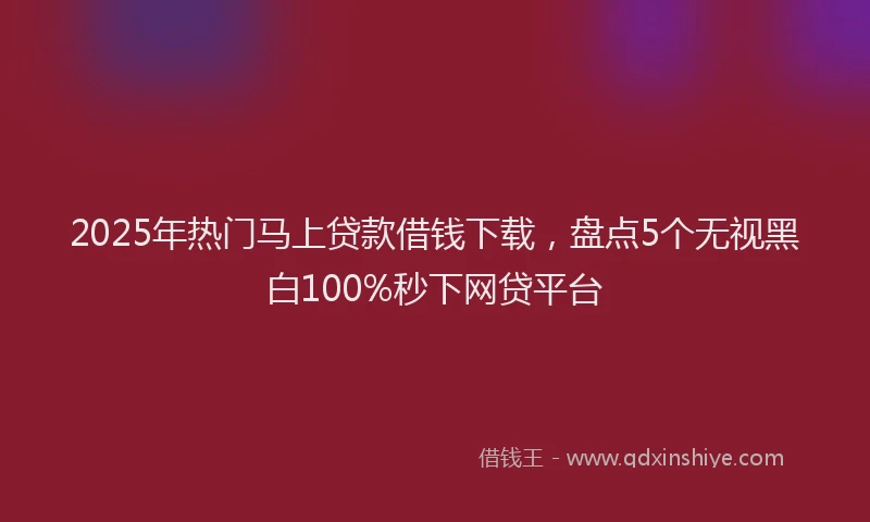 2025年热门马上贷款借钱下载，盘点5个无视黑白100%秒下网贷平台