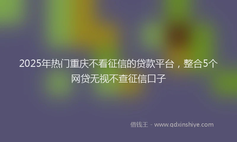 2025年热门重庆不看征信的贷款平台，整合5个网贷无视不查征信口子