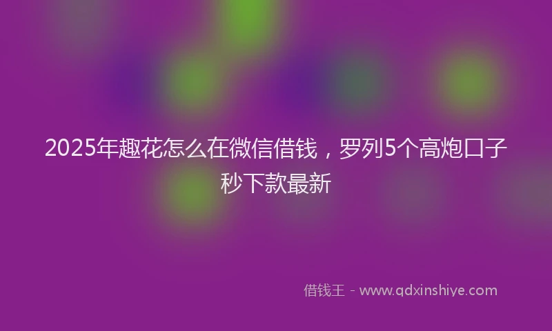 2025年趣花怎么在微信借钱，罗列5个高炮口子秒下款最新
