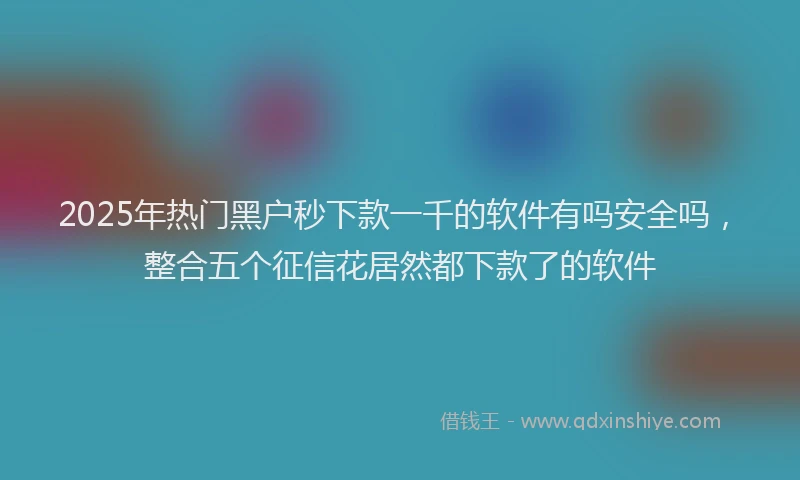 2025年热门黑户秒下款一千的软件有吗安全吗，整合五个征信花居然都下款了的软件