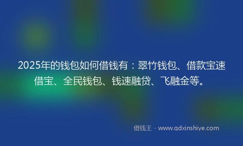 2025年的钱包如何借钱有：翠竹钱包、借款宝速借宝、全民钱包、钱速融贷、飞融金等。