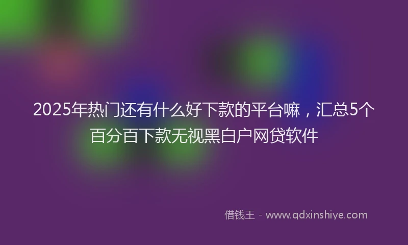 2025年热门还有什么好下款的平台嘛，汇总5个百分百下款无视黑白户网贷软件