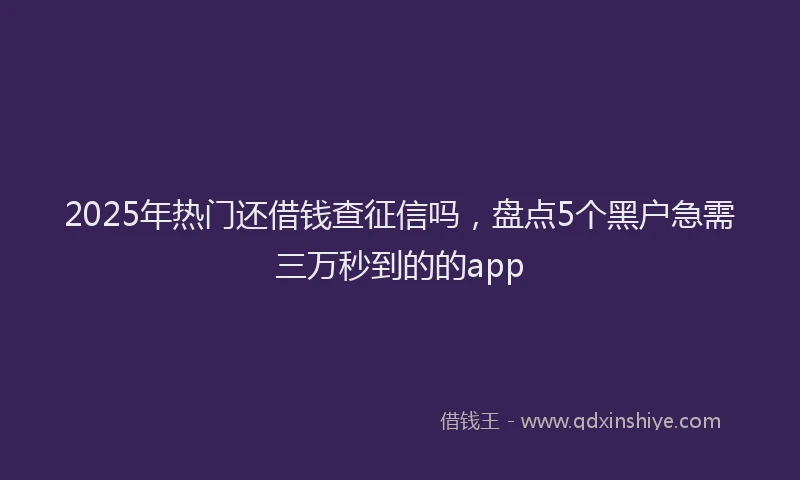 2025年热门还借钱查征信吗，盘点5个黑户急需三万秒到的的app