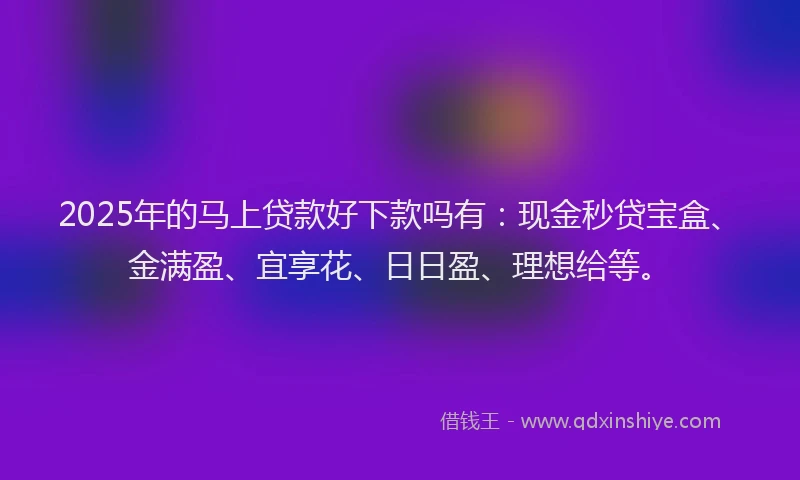 2025年的马上贷款好下款吗有：现金秒贷宝盒、金满盈、宜享花、日日盈、理想给等。