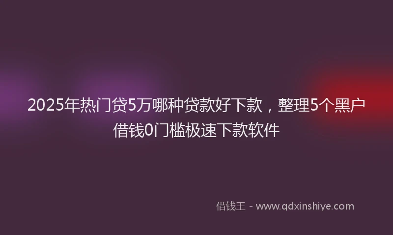 2025年热门贷5万哪种贷款好下款，整理5个黑户借钱0门槛极速下款软件