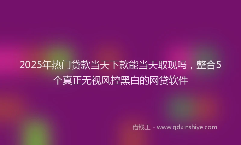 2025年热门贷款当天下款能当天取现吗，整合5个真正无视风控黑白的网贷软件