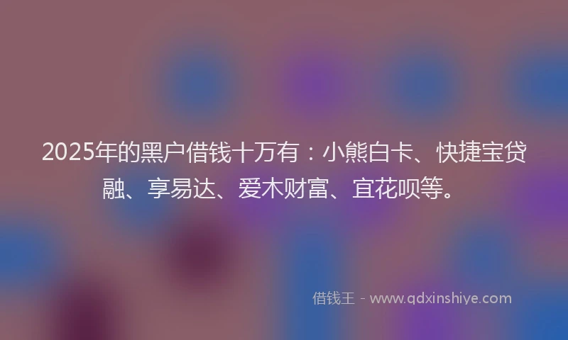 2025年的黑户借钱十万有：小熊白卡、快捷宝贷融、享易达、爱木财富、宜花呗等。
