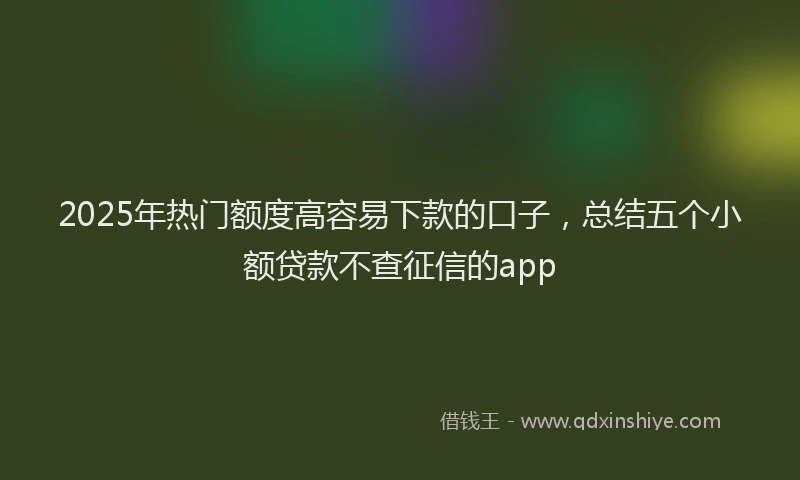 2025年热门额度高容易下款的口子，总结五个小额贷款不查征信的app