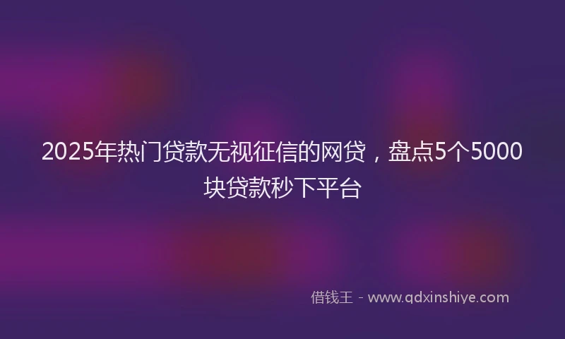 2025年热门贷款无视征信的网贷，盘点5个5000块贷款秒下平台