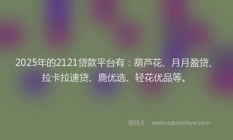 2025年的2121贷款平台有：葫芦花、月月盈贷、拉卡拉速贷、鹿优选、轻花优品等。