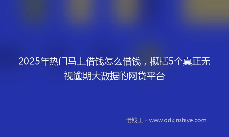 2025年热门马上借钱怎么借钱，概括5个真正无视逾期大数据的网贷平台