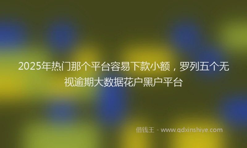 2025年热门那个平台容易下款小额，罗列五个无视逾期大数据花户黑户平台