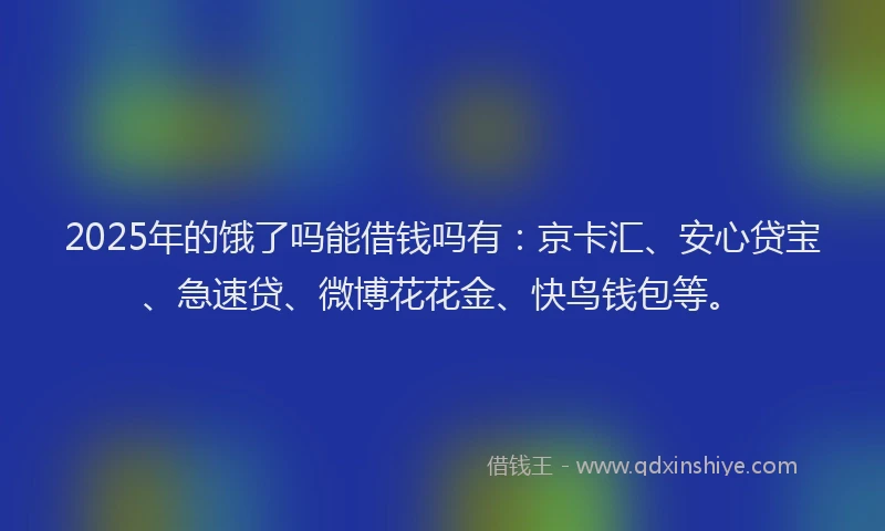 2025年的饿了吗能借钱吗有：京卡汇、安心贷宝、急速贷、微博花花金、快鸟钱包等。