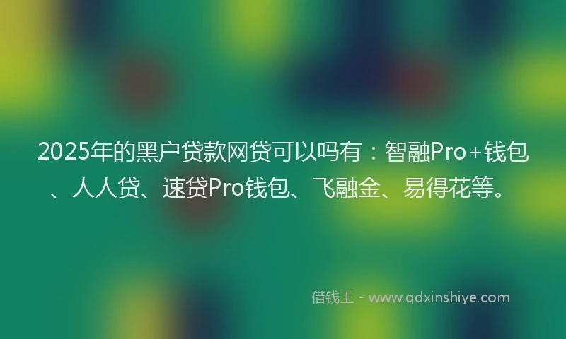 2025年的黑户贷款网贷可以吗有：智融Pro+钱包、人人贷、速贷Pro钱包、飞融金、易得花等。