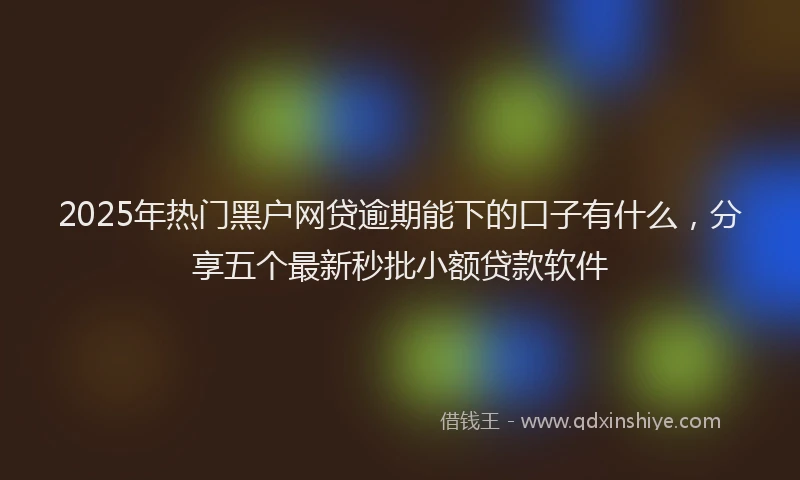 2025年热门黑户网贷逾期能下的口子有什么，分享五个最新秒批小额贷款软件