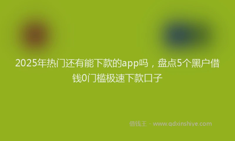 2025年热门还有能下款的app吗，盘点5个黑户借钱0门槛极速下款口子
