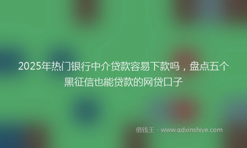 2025年热门银行中介贷款容易下款吗，盘点五个黑征信也能贷款的网贷口子