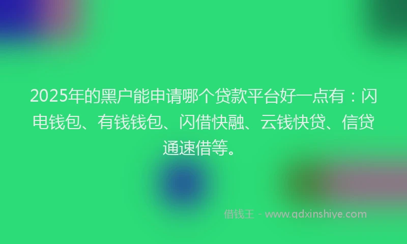 2025年的黑户能申请哪个贷款平台好一点有：闪电钱包、有钱钱包、闪借快融、云钱快贷、信贷通速借等。