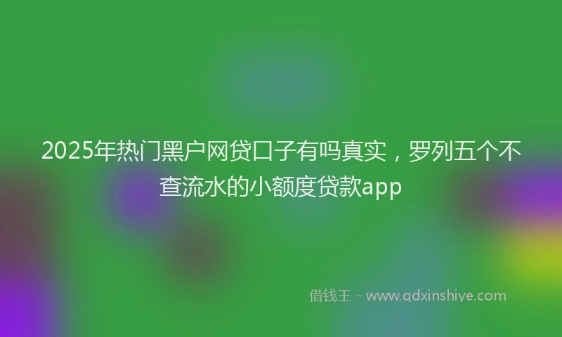 2025年热门黑户网贷口子有吗真实，罗列五个不查流水的小额度贷款app