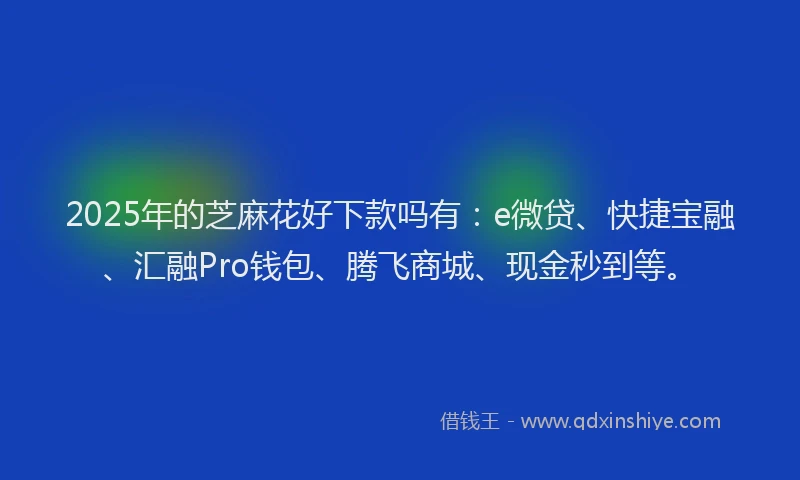 2025年的芝麻花好下款吗有：e微贷、快捷宝融、汇融Pro钱包、腾飞商城、现金秒到等。