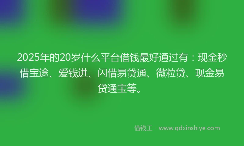 2025年的20岁什么平台借钱最好通过有：现金秒借宝途、爱钱进、闪借易贷通、微粒贷、现金易贷通宝等。