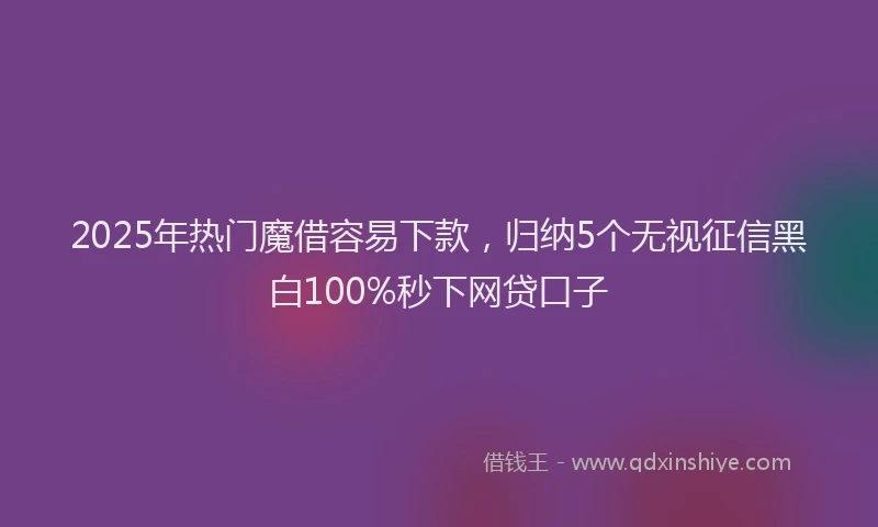 2025年热门魔借容易下款，归纳5个无视征信黑白100%秒下网贷口子