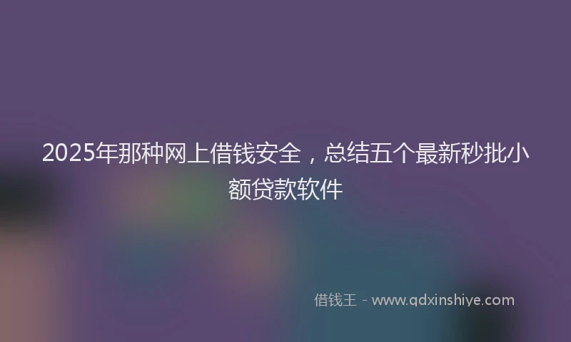 2025年那种网上借钱安全，总结五个最新秒批小额贷款软件