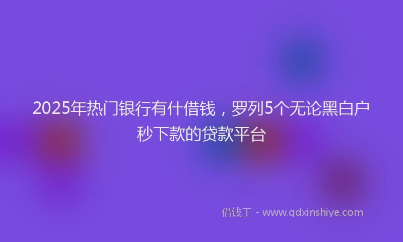 2025年热门银行有什借钱，罗列5个无论黑白户秒下款的贷款平台