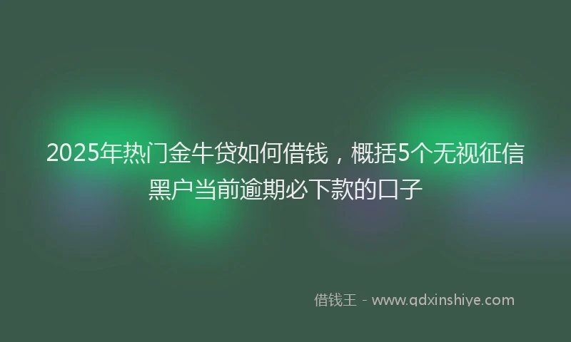2025年热门金牛贷如何借钱，概括5个无视征信黑户当前逾期必下款的口子