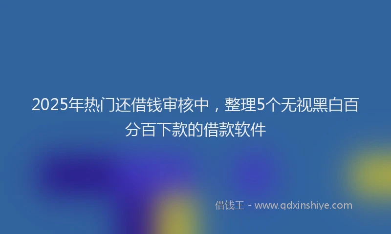 2025年热门还借钱审核中，整理5个无视黑白百分百下款的借款软件