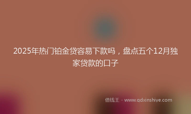 2025年热门铂金贷容易下款吗，盘点五个12月独家贷款的口子
