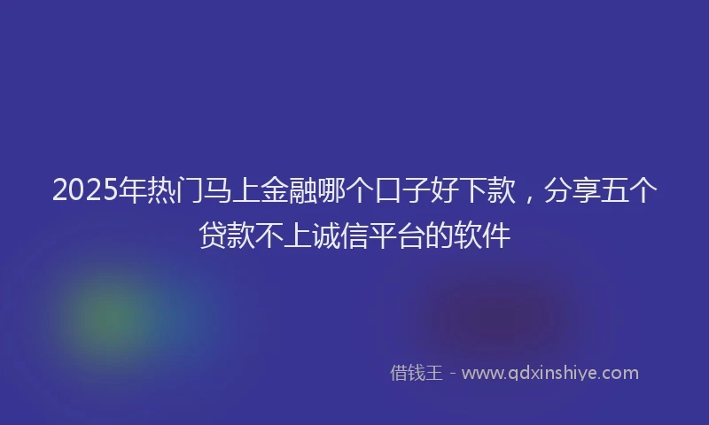 2025年热门马上金融哪个口子好下款，分享五个贷款不上诚信平台的软件