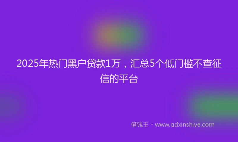 2025年热门黑户贷款1万，汇总5个低门槛不查征信的平台