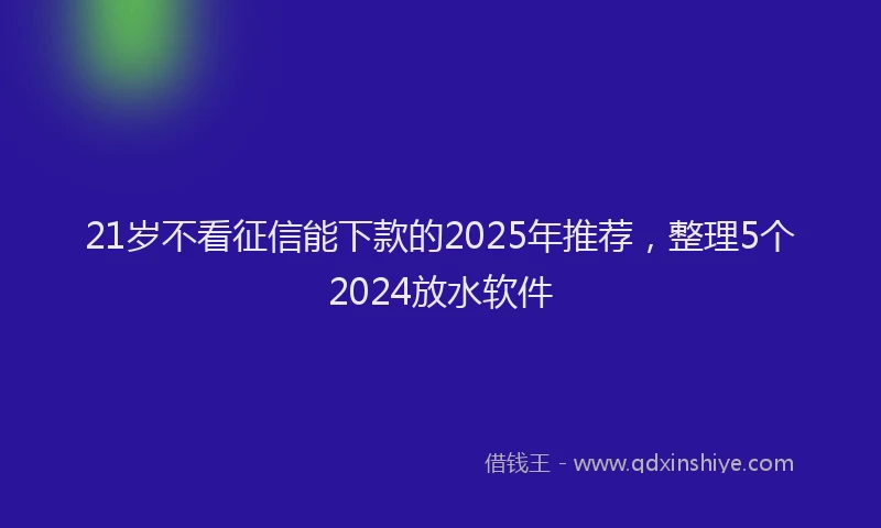 21岁不看征信能下款的2025年推荐，整理5个2024放水软件