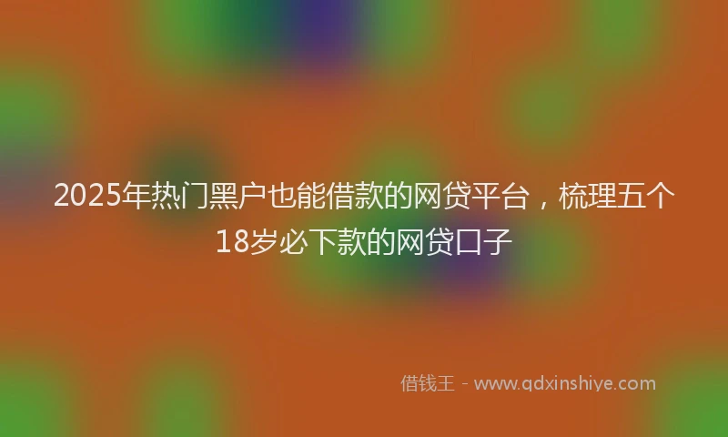 2025年热门黑户也能借款的网贷平台，梳理五个18岁必下款的网贷口子