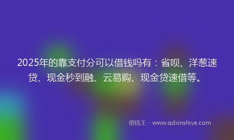 2025年的靠支付分可以借钱吗有：省呗、洋葱速贷、现金秒到融、云易购、现金贷速借等。