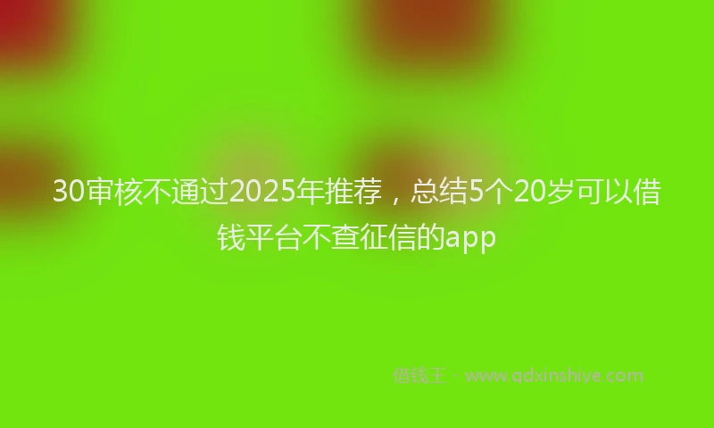 30审核不通过2025年推荐，总结5个20岁可以借钱平台不查征信的app